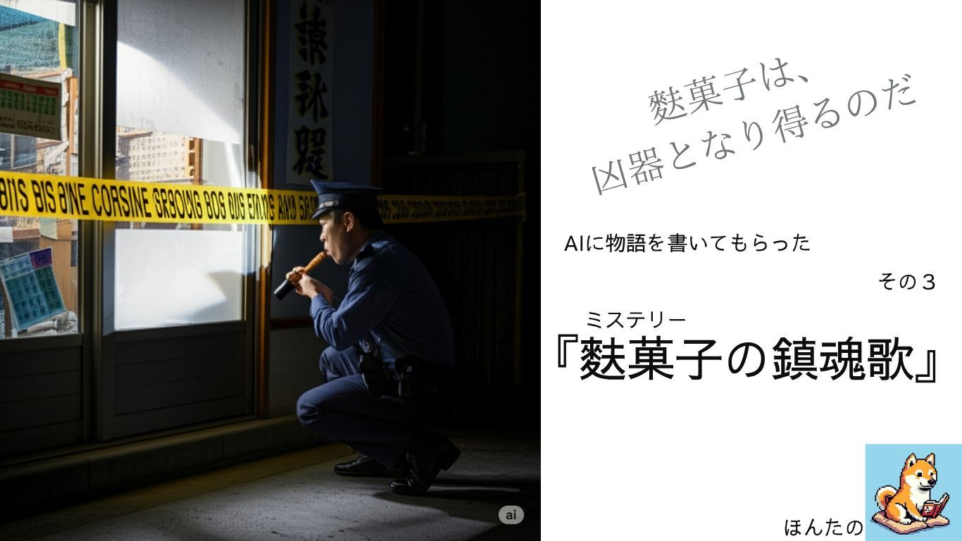 麩菓子を食べる警察官